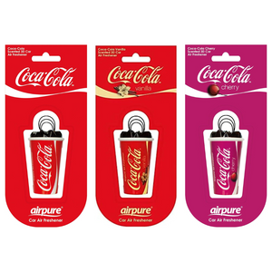 Set Of 3 Coca Cola 3d Cup Hanging Car Air Fresheners Original Vanilla Cherry Scents