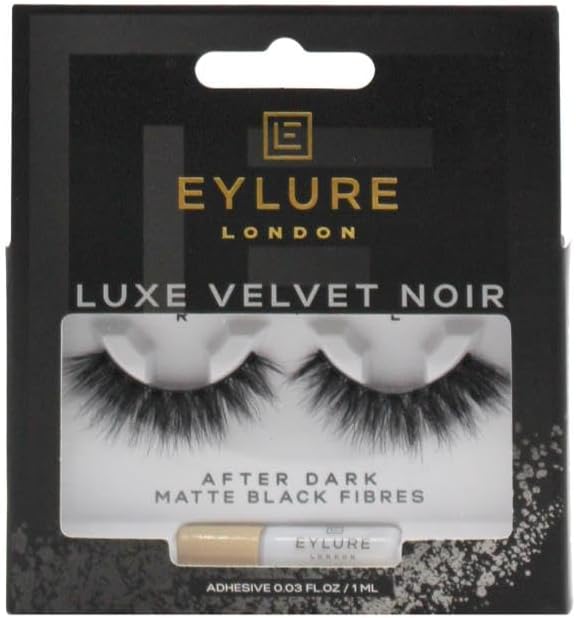 Eylure Velvet Noir After Dark – Mattschwarze, wiederverwendbare Wimpern + Kleber