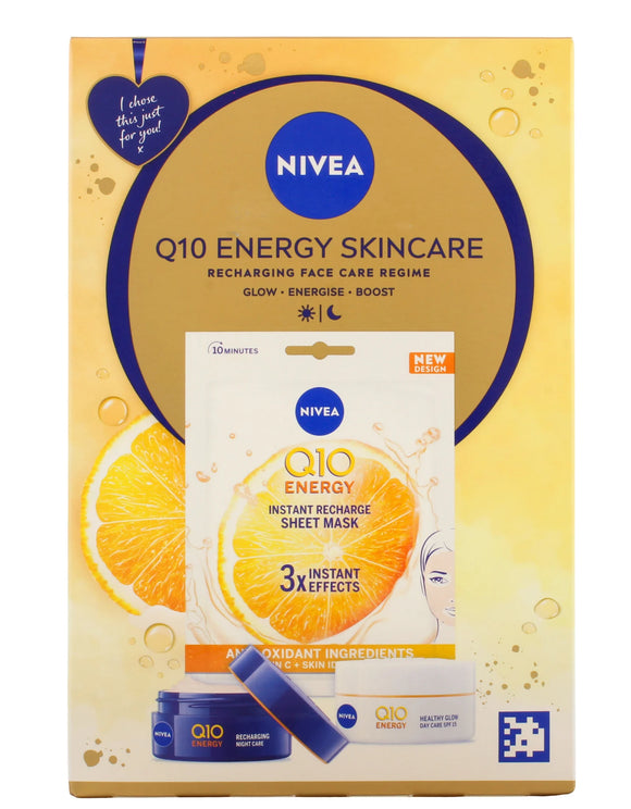 Nivea Q10 Energy Skincare Facecare Regime Set 50ml Day Cream +50ml Night Cream + Face Mask