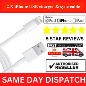 2 x Usb 1m Cable For Iphone Charger 5 6 7 8 X Xs Xr 11 12 13 Pro Ipad Fast Charger