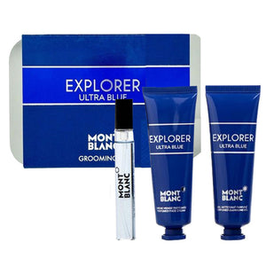 Mont Blanc Explorer Ultra Blue Mini Grroming Kit Gift Set 7.5ml Edp + 30ml Perfumed Face Cream + 30ml Perfumed Cleansing Gel