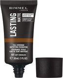 Rimmel Lasting Full Coverage Matte Foundation Soft Chocolate 30ml Free Delivery