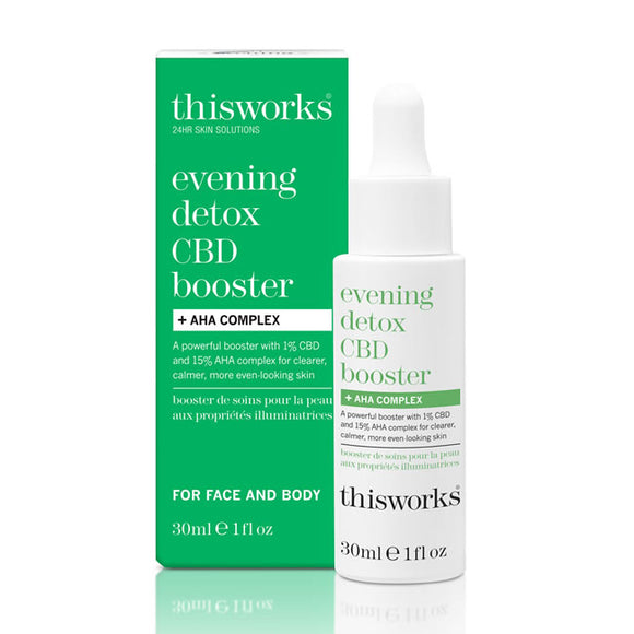 This Works Evening Detox Cbd Skin Booster + AHA Complex For Face & Body 30ml