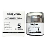 Olivia Grace Age Defense Cream 5 In 1 - Brightens, Hydrates & Firms Skin - Vitamin C & E, Collagen, Nicotinamide & Hyaluronic Acid