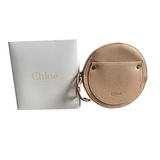 Chloe Round Beige Clutch Purse Bag Small With Gold Zip