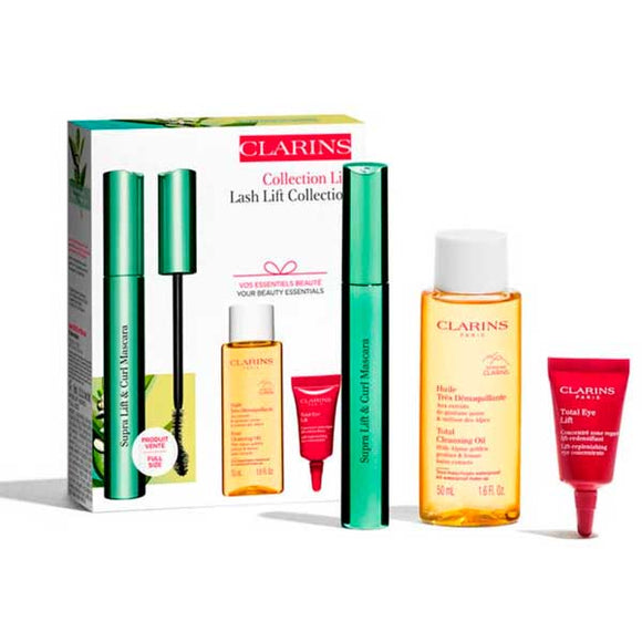 Clarins Lift And Curl Mascara Set 50ml Cleansing Oil + 3ml Eye Smoother + 8ml Mascara Black