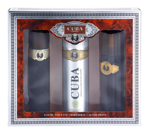 Cuba Gold 3 Piece Mens Gift Set 100ml Edt + 200ml Body Spray + 100ml Aftershave