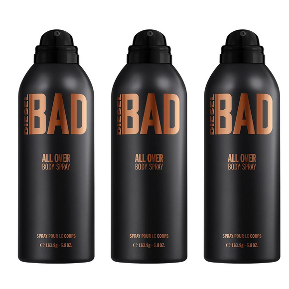 3 x Diesel Bad Body Spray 200ml Mens Body Spray