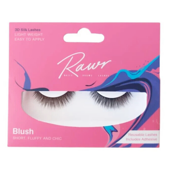 Rawr Beauty 3D Silk Reusable Eyelashes Striplash Blush 108 With Adhesive