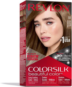 Revlon Colorsilk Long Lasting Permanent Hair Dye With Keratin Light Brown 51