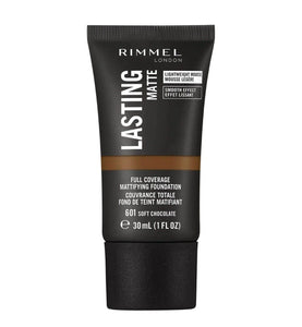 Rimmel Lasting Full Coverage Matte Foundation Soft Chocolate 30ml Free Delivery