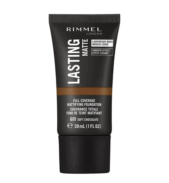 Rimmel Lasting Full Coverage Matte Foundation Soft Chocolate 30ml Free Delivery