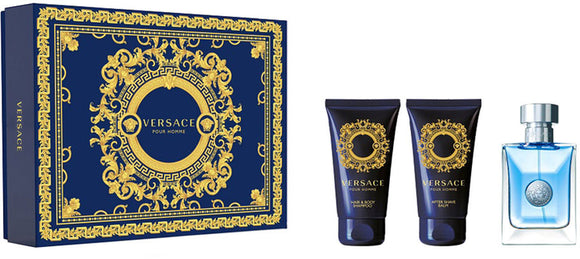 Versace Pour Homme Mens Gift Set 50ml Edt + 50ml Showergel + 50ml Aftershave Balm